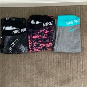 3 Nike leggings. Never worn. Sizes XS. ALL DRI FIT